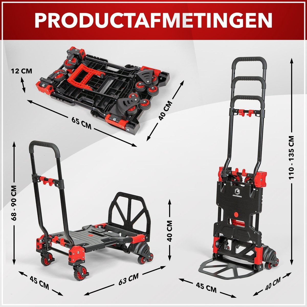 Jackmend 2-in-1 Opvouwbare Steekwagen en Transportkar
