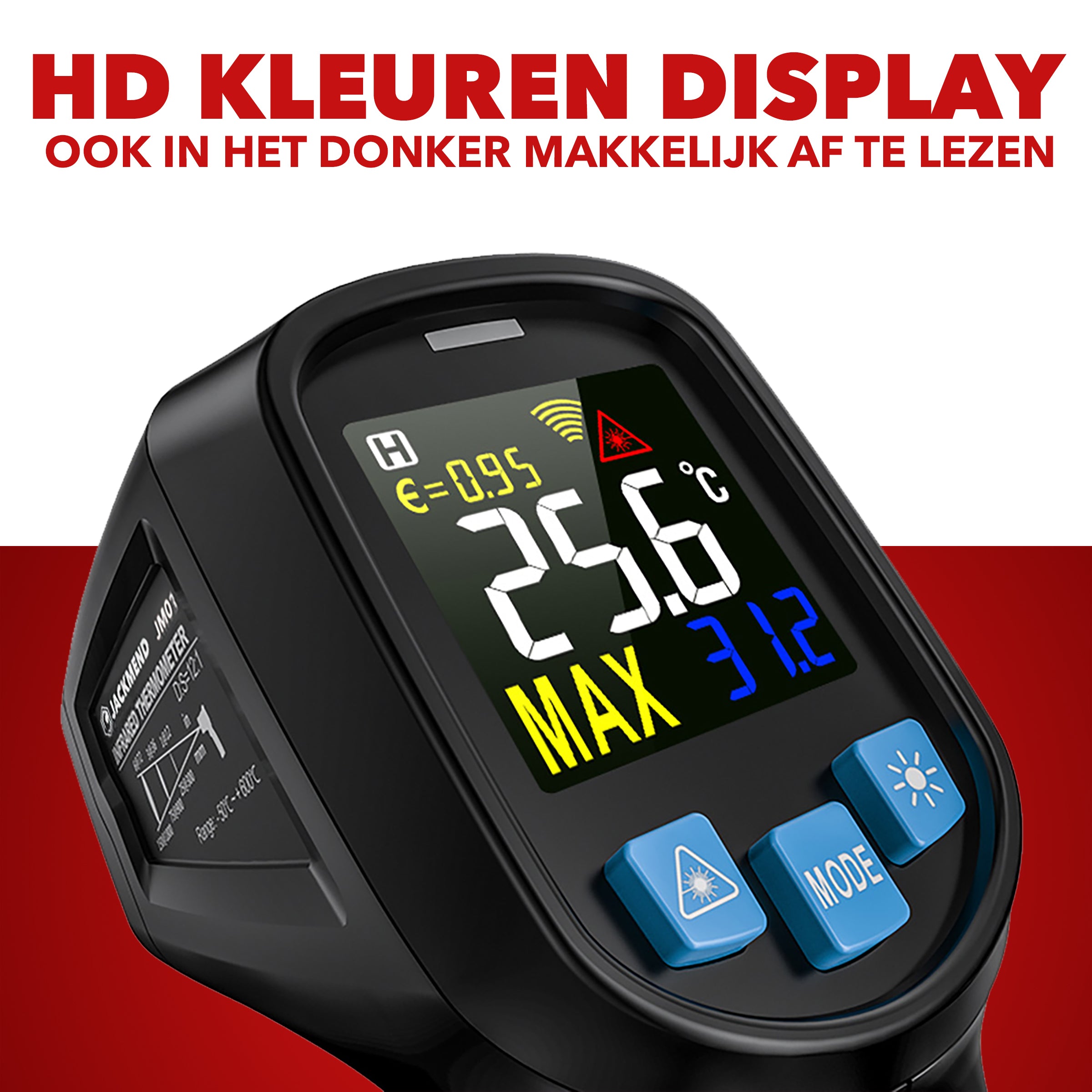 JACKMEND Infrarot-Thermometer - Digitales Wärmegerät Bereich von -50 bis 400 °C