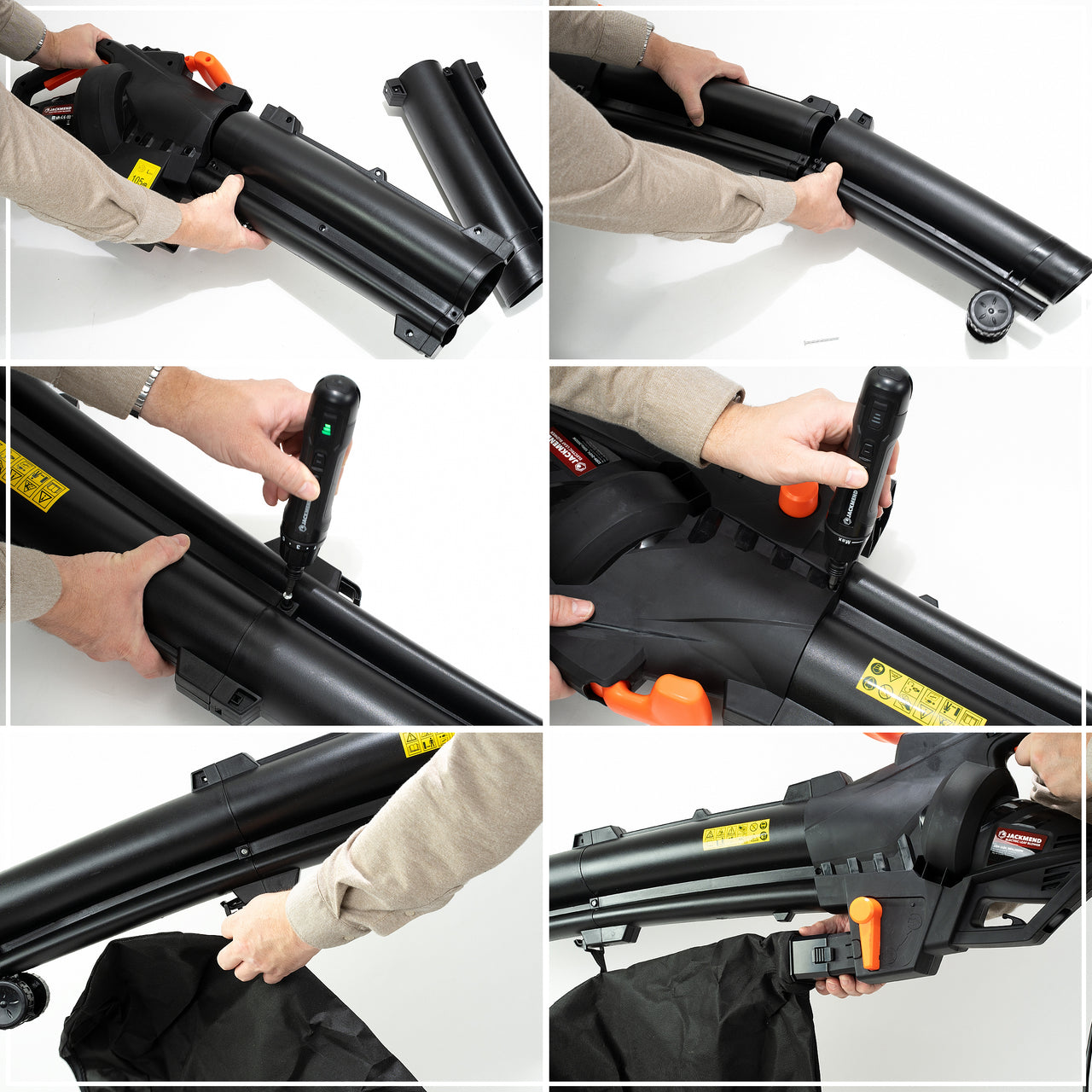 JACKMEND Elektrische Laubbläser inkl. 35L Auffangsack - 3000W Kabel 270km/h Luftgeschwindigkeit - 15.000 U/min