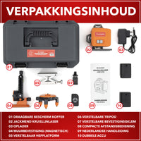 Thumbnail for JACKMEND 4D Kreuzlinienlaser mit Stativ 1,45M 4 bis 16 Linien - 50 Meter Messbereich