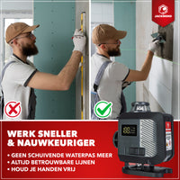 Thumbnail for JACKMEND 4D Kreuzlinienlaser USB-C Wiederaufladbar Digitales Display Inklusive Stativ - 50 Meter Messbereich