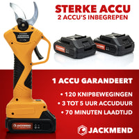 Thumbnail for JACKMEND Elektrische Astschere inkl. Aufbewahrungskoffer und 2 Akkus - 35mm Schnittdurchmesser