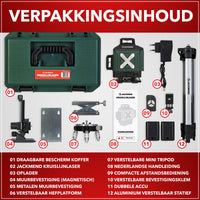 Thumbnail for JACKMEND 4D Kreuzlinienlaser mit Stativ 1,45M 4 bis 16 Linien - 50 Meter Messbereich