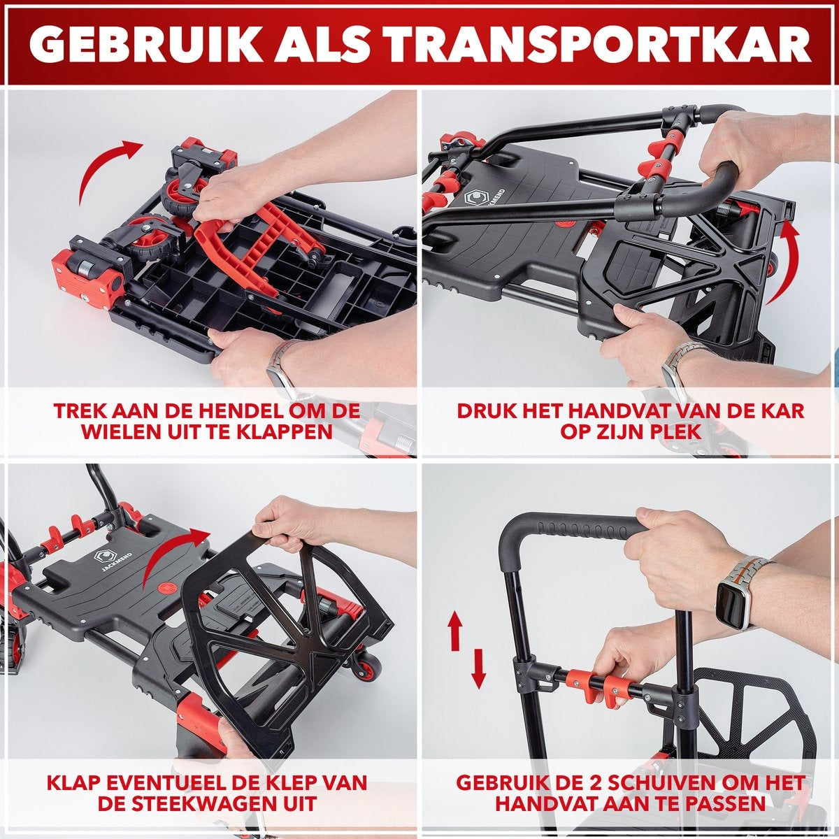 Jackmend 2-in-1 Opvouwbare Steekwagen en Transportkar