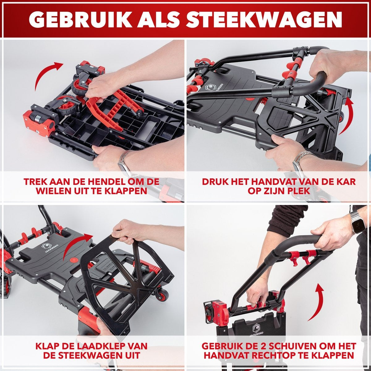 Jackmend 2-in-1 Opvouwbare Steekwagen en Transportkar