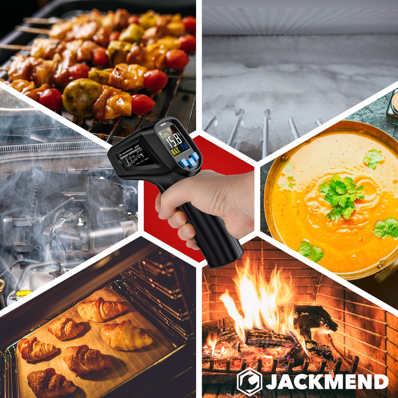 JACKMEND Infrarot-Thermometer - Digitales Wärmegerät Bereich von -50 bis 400 °C