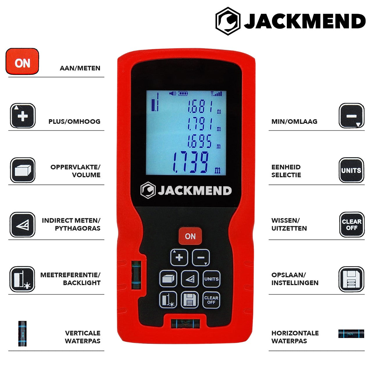 JACKMEND Professioneller Laser-Entfernungsmesser mit 50 Meter Reichweite